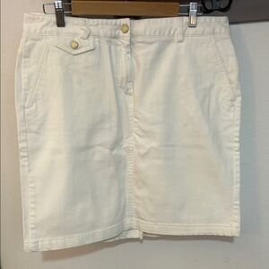 Talbots Cream/white Denim Skirt zipper, pockets size 14